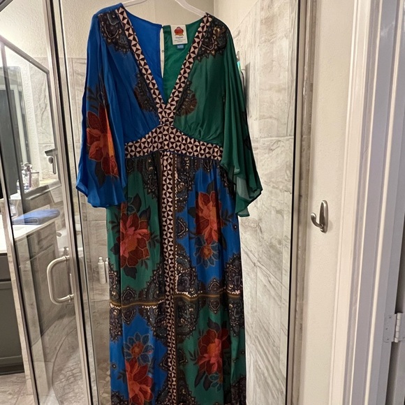 Farm Rio for Anthropologie Multicolor Floral Maxi Dress XL Petite - Picture 7 of 14